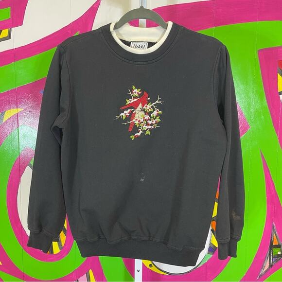 Nikki, Cardinal Embroidered Crewneck Sweater. Size similar to a Small. - Picture 1 of 6